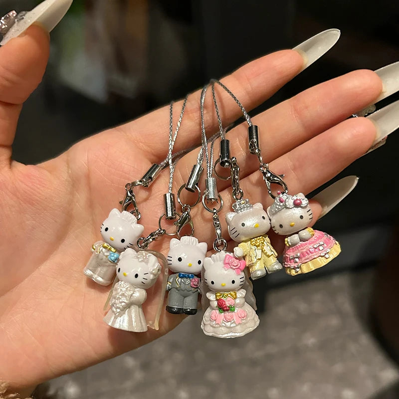 Hello Kitty Keychains Cinnamoroll Keychain Sanrio Key Ring Charms on The Phone Backpack Pendants Hanging Ornament 산리오 키링