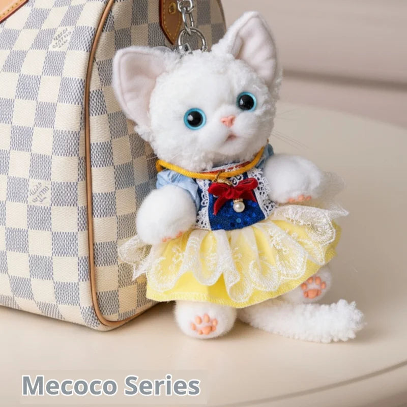 New Devon Rex Cat Keychain Doll, Lifelike Realistic Kitten Plush Toy Keyring, Cute Fluffy Bag Charm Purse Accessory Gift Toy